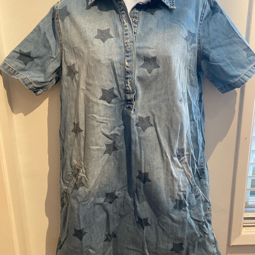 Velvet Heart Blue Denim Dress with Star Design